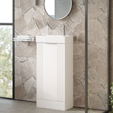 Modern Splash 400mm Stain White 1 Door Flo0r Standing Compact Vanity Unit With Basin