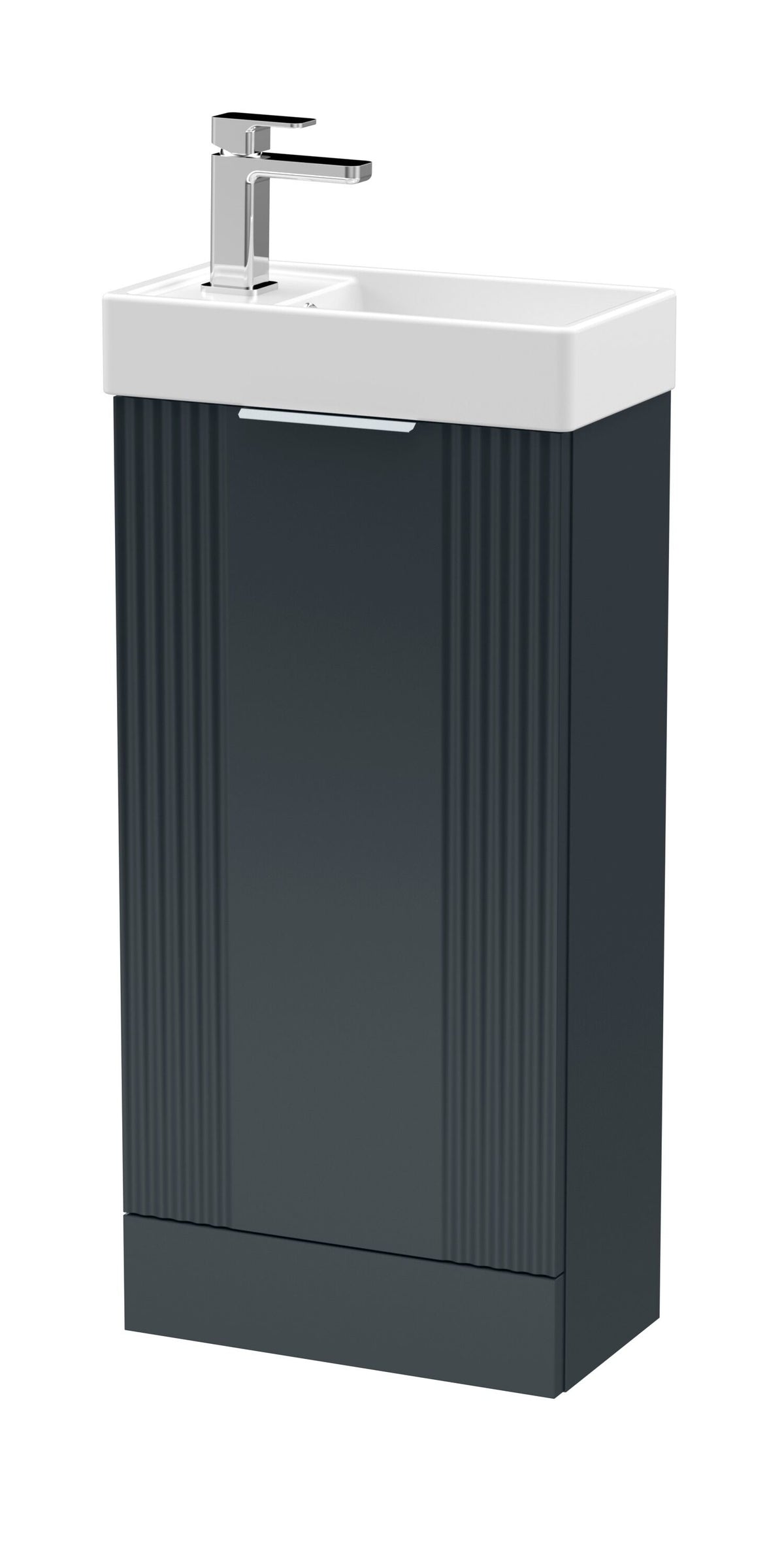Modern Splash Compact 400mm Soft Black Floor Standing Vanity Unit With Ceramic Basin