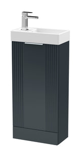 Modern Splash Compact 400mm Soft Black Floor Standing Vanity Unit With Ceramic Basin