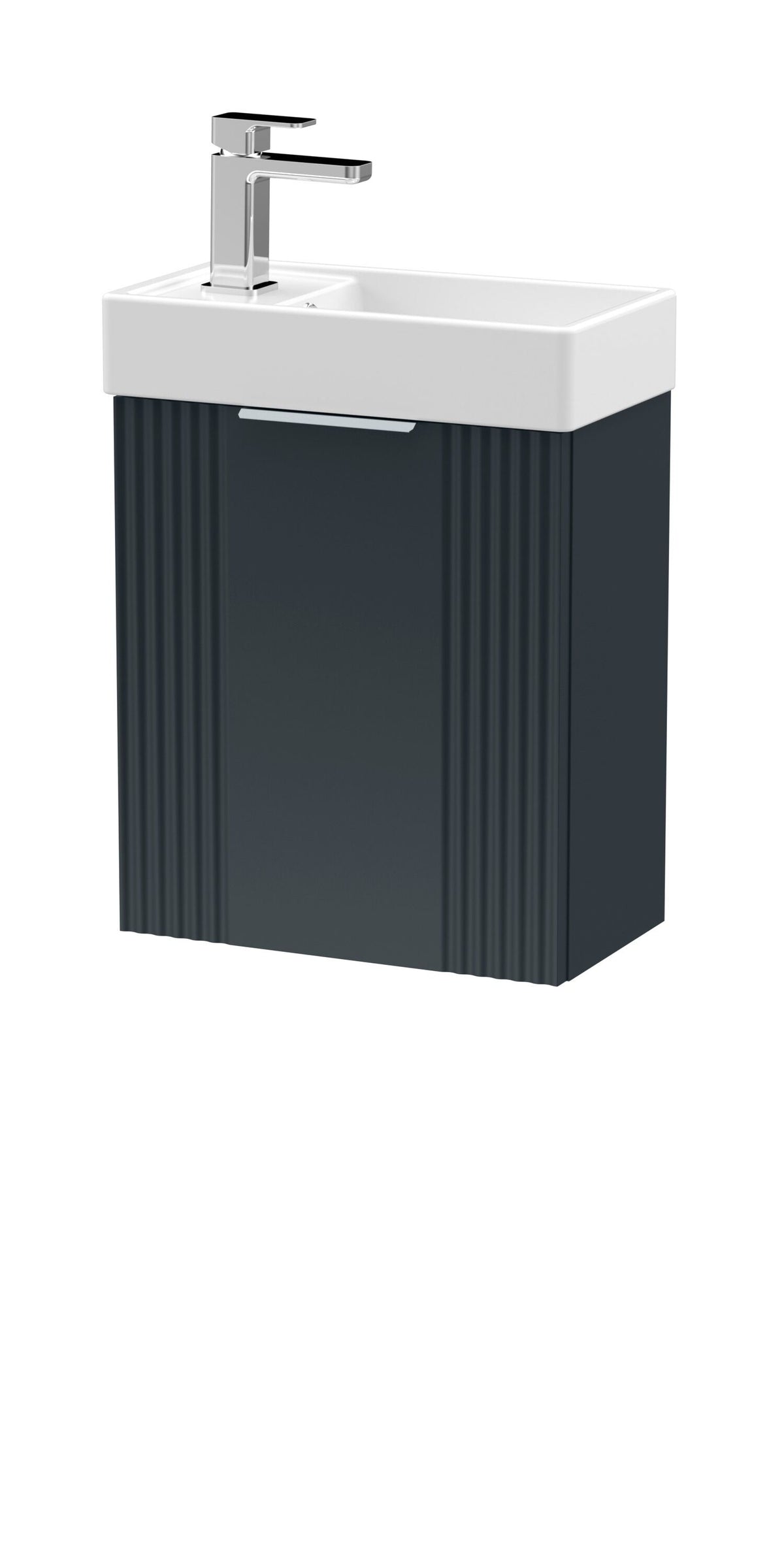 Modern Splash Compact 400mm Soft Black 1 Door Wall Hung Vanity Unit With Ceramic Basin