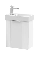 Modern Splash Compact 400mm Satin White Wall Hung Vanity Unit With Ceramic Basin