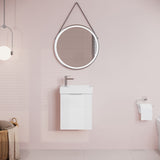 Modern Splash Compact 400mm Satin White Wall Hung Vanity Unit With Ceramic Basin