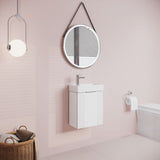 Modern Splash Compact 400mm Satin White Wall Hung Vanity Unit With Ceramic Basin