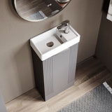 Modern Splash Compact 400mm Satin Grey  Floor Standing Vanity Unit With Ceramic Basin