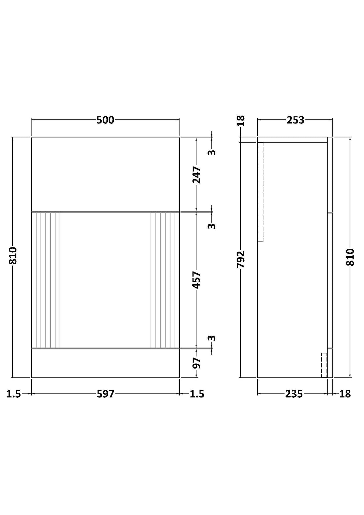Modern Splash 500mm Satin Grey WC Unit