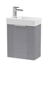 Modern Splash Compact 400mm Satin Grey  1 Door Wall Hung Vanity Unit With Ceramic Basin