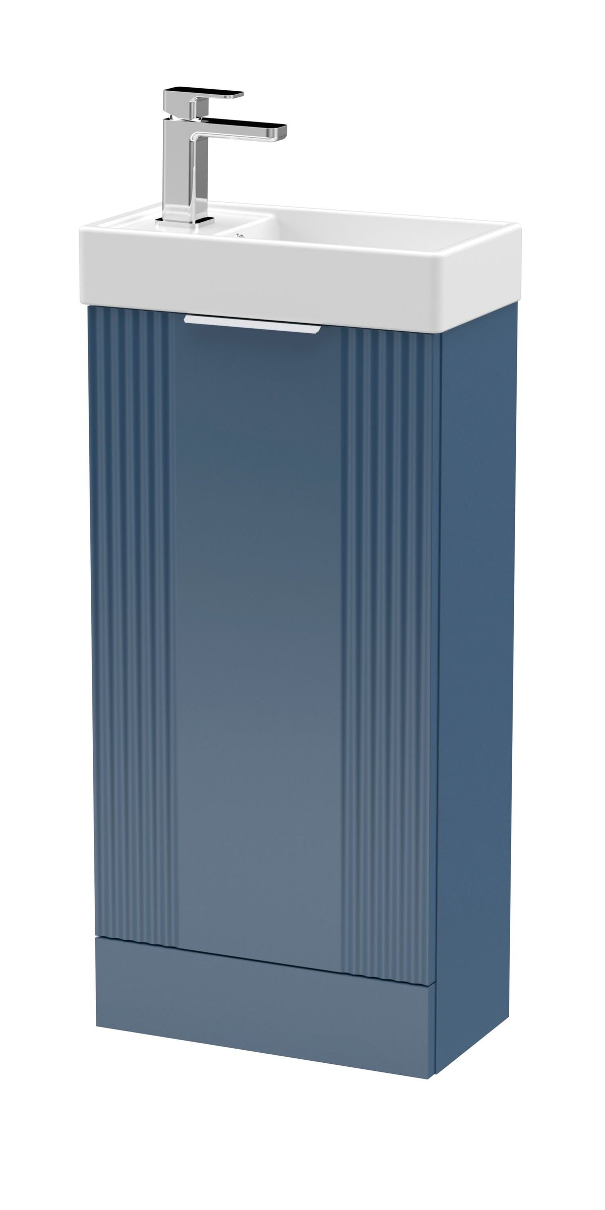 Modern Splash Compact 400mm Satin Blue  Floor Standing Vanity Unit With Ceramic Basin