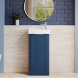 Modern Splash Compact 400mm Satin Blue  Floor Standing Vanity Unit With Ceramic Basin