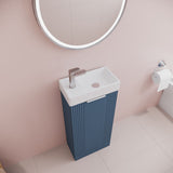 Modern Splash Compact 400mm Satin Blue  Floor Standing Vanity Unit With Ceramic Basin