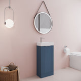 Modern Splash Compact 400mm Satin Blue  Floor Standing Vanity Unit With Ceramic Basin