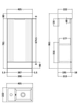 Modern Splash Compact 400mm Satin Green 1 Door Floor Standing Vanity Unit With Ceramic Basin