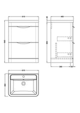 Modern Splash Parade 600mm Gloss White 2 Drawer Floor Standing Vanity Unit With Basin
