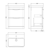 Modern Splash 600mm Gloss White 2 Drawer Floor Standing Vanity Unit With Thin Edge Basin