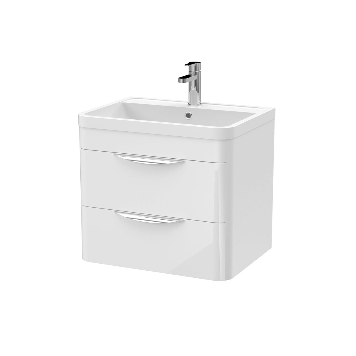 Modern Splash Parade 600mm Gloss White 2 Drawer Wall Hung Vanity Unit With Basin