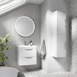 Modern Splash 600mm Gloss White 2 Drawer Wall Hung Vanity Unit With Polymarble Basin