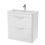 Modern Splash 800mm Gloss White 2 Drawer Floor Standing Vanity Unit With Basin
