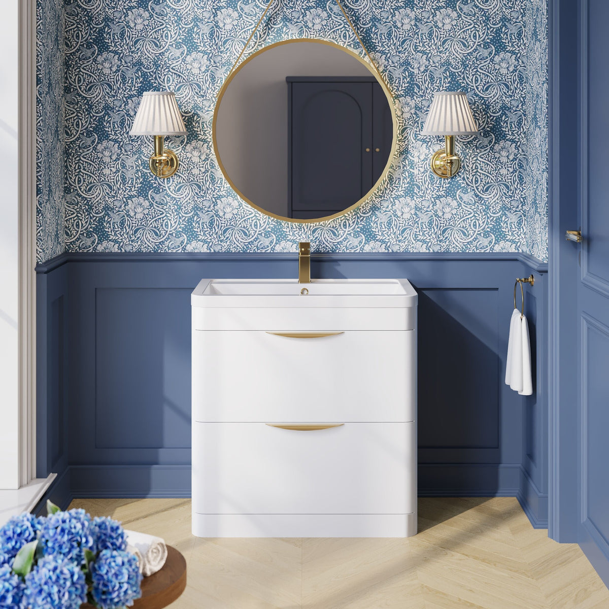 Modern Splash 800mm Gloss White 2 Drawer Floor Standing Vanity Unit With Basin