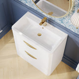 Modern Splash 800mm Gloss White 2 Drawer Floor Standing Vanity Unit With Basin