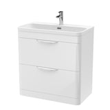 Modern Splash 800mm Gloss White 2 Drawer Floor Standing Vanity Unit With Thin Edge Basin