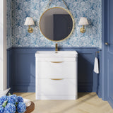 Modern Splash 800mm Gloss White 2 Drawer Floor Standing Vanity Unit With Thin Edge Basin
