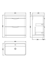Modern Splash 800mm Gloss White 2 Drawer Floor Standing Vanity Unit With Polymarble Basin