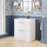 Modern Splash 800mm Gloss White 2 Drawer Floor Standing Vanity Unit With Polymarble Basin