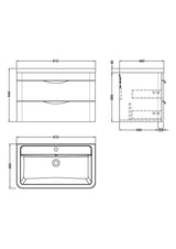 Modern Splash 800mm Gloss White 2 Drawer Wall Hung Vanity Unit With Basin
