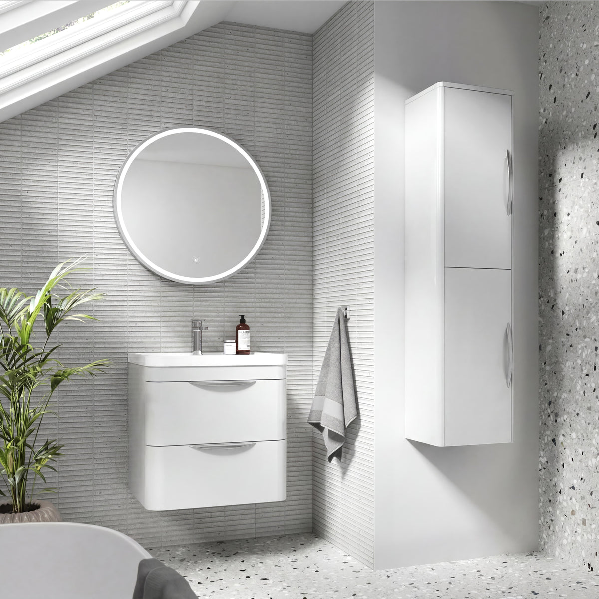 Modern Splash 800mm Gloss White 2 Drawer Wall Hung Vanity Unit With Basin