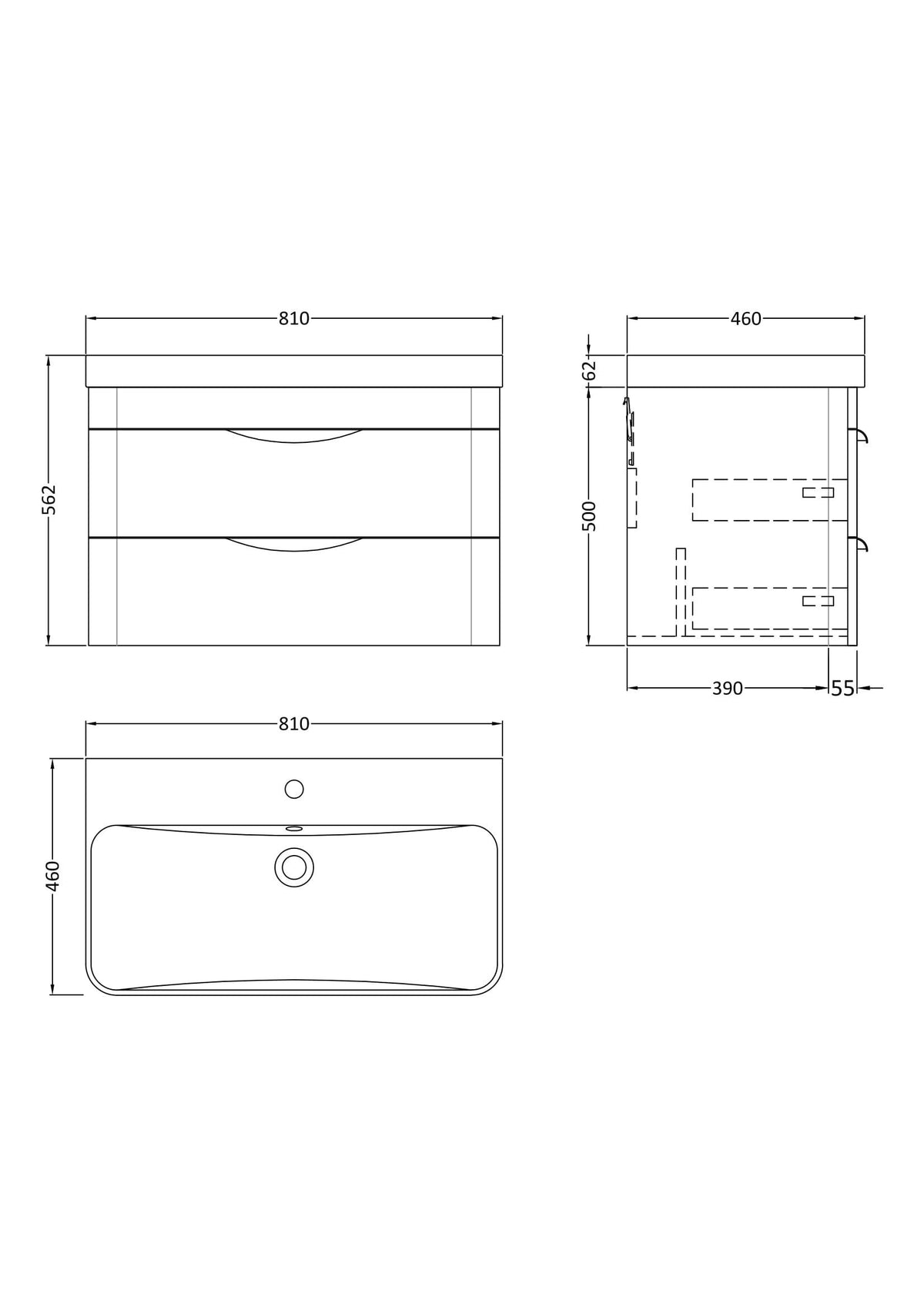 Modern Splash 800mm Gloss White 2 Drawer Wall Hung Vanity Unit With Thin Edge Basin