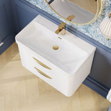 Modern Splash 800mm Gloss White 2 Drawer Wall Hung Vanity Unit With Thin Edge Basin