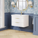 Modern Splash 800mm Gloss White 2 Drawer Wall Hung Vanity Unit With Thin Edge Basin