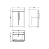 Modern Splash Parade 600mm Gloss White 2 Door Floor Standing Vanity Unit With Basin