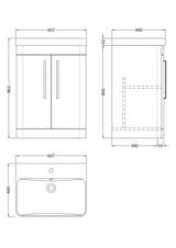 Modern Splash 600mm Gloss White 2 Door Floor Standing Vanity Unit With Thin Edge Basin
