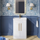 Modern Splash 600mm Gloss White 2 Door Floor Standing Vanity Unit With Thin Edge Basin