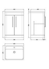 Modern Splash 600mm Gloss White 2 Drawer Floor Standing Vanity Unit With Polymarble Basin
