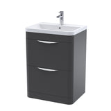 Modern Splash Parade 600mm Soft Black 2 Drawer Floor Standing Vanity Unit With Basin