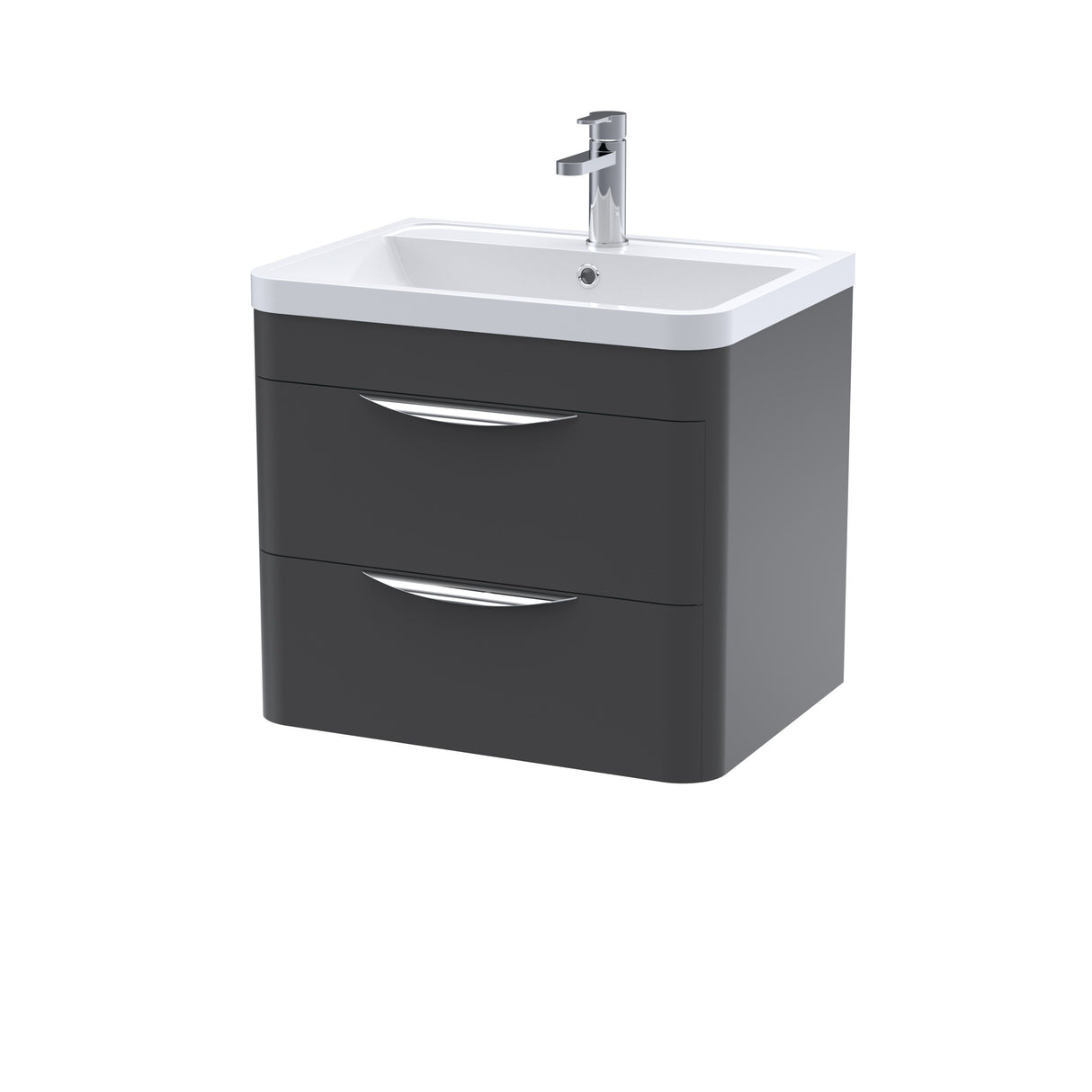 Modern Splash Parade 600mm Soft Black 2 Drawer Wall Hung Vanity Unit With Basin