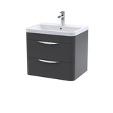 Modern Splash Parade 600mm Soft Black 2 Drawer Wall Hung Vanity Unit With Basin