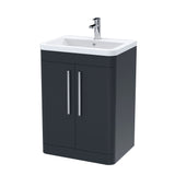 Modern Splash Parade 600mm Soft Black 2 Door Floor Standing Vanity Unit With Basin