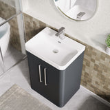 Modern Splash 600mm Soft Black 2 Door Floor Standing Vanity Unit With Thin Edge Basin