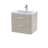 Modern Splash 600mm Pebble Grey 2 Drawer Wall Hung Vanity Unit With Basin