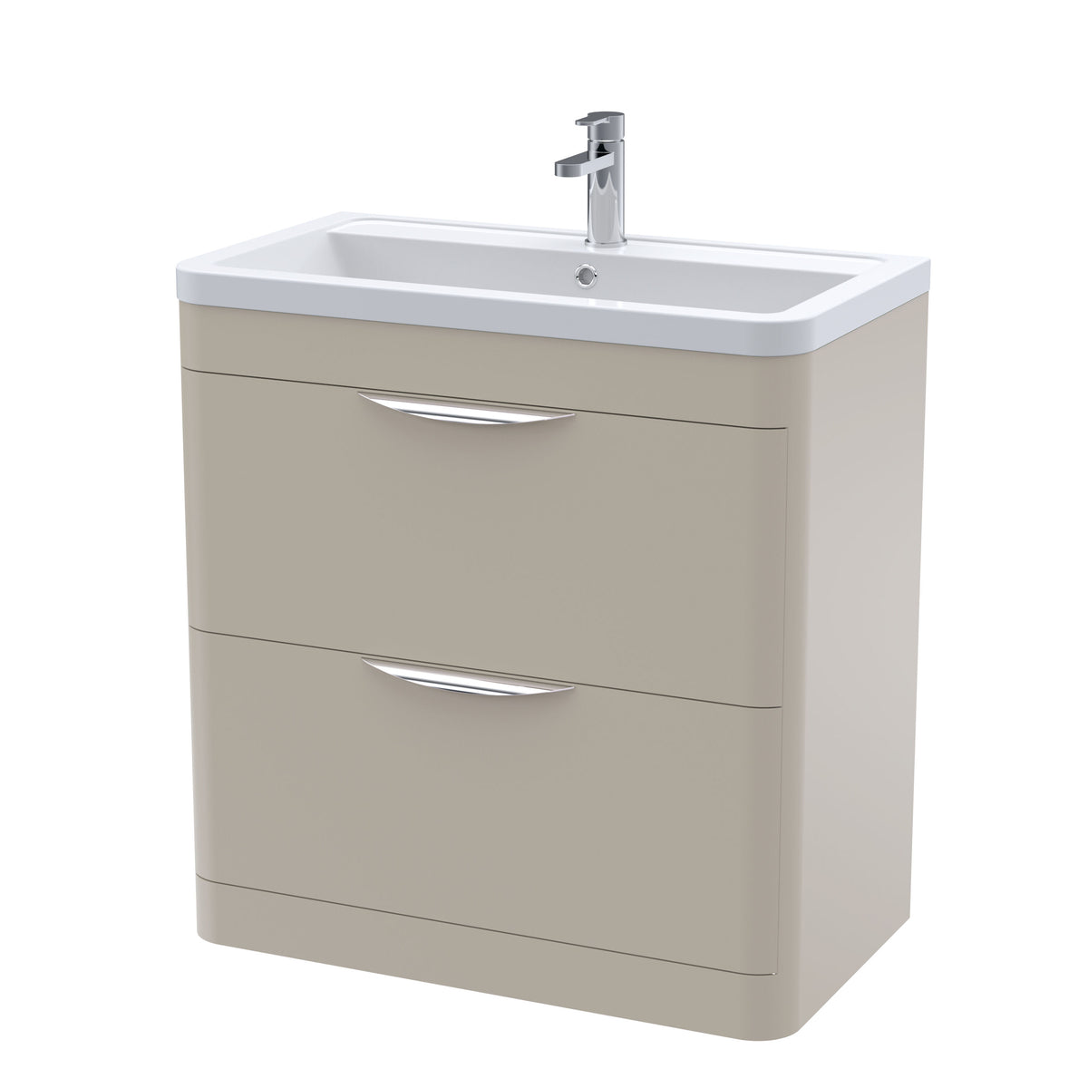 Modern Splash 800mm Pebble Grey 2 Drawer Floor Standing Vanity Unit With Basin