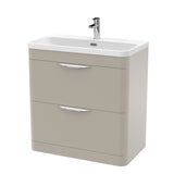 Modern Splash 800mm Pebble Grey 2 Drawer Floor Standing Vanity Unit With Thin Edge Basin