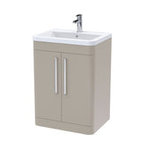Modern Splash 600mm Pebble Grey 2 Door Floor Standing Vanity Unit With Basin