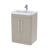 Modern Splash 600mm Pebble Grey 2 Drawer Floor Standing Vanity Unit With Polymarble Basin