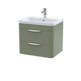 Modern Splash Parade 600mm Satin Green 2 Drawer Wall Hung Vanity Unit With Basin
