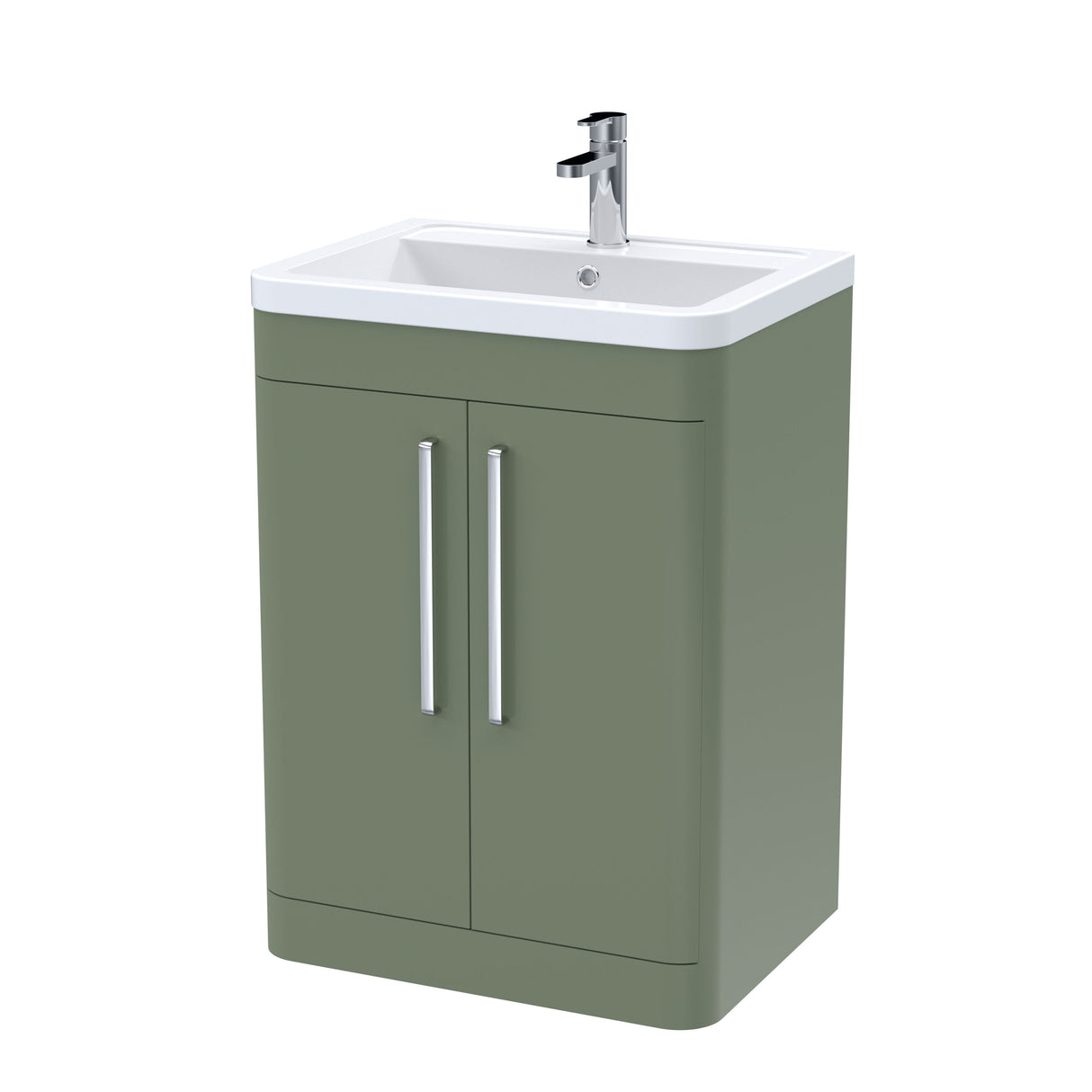 Modern Splash Parade 600mm Satin Green 2 Door Floor Standing Vanity Unit With Basin