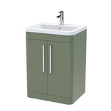 Modern Splash Parade 600mm Satin Green 2 Door Floor Standing Vanity Unit With Basin