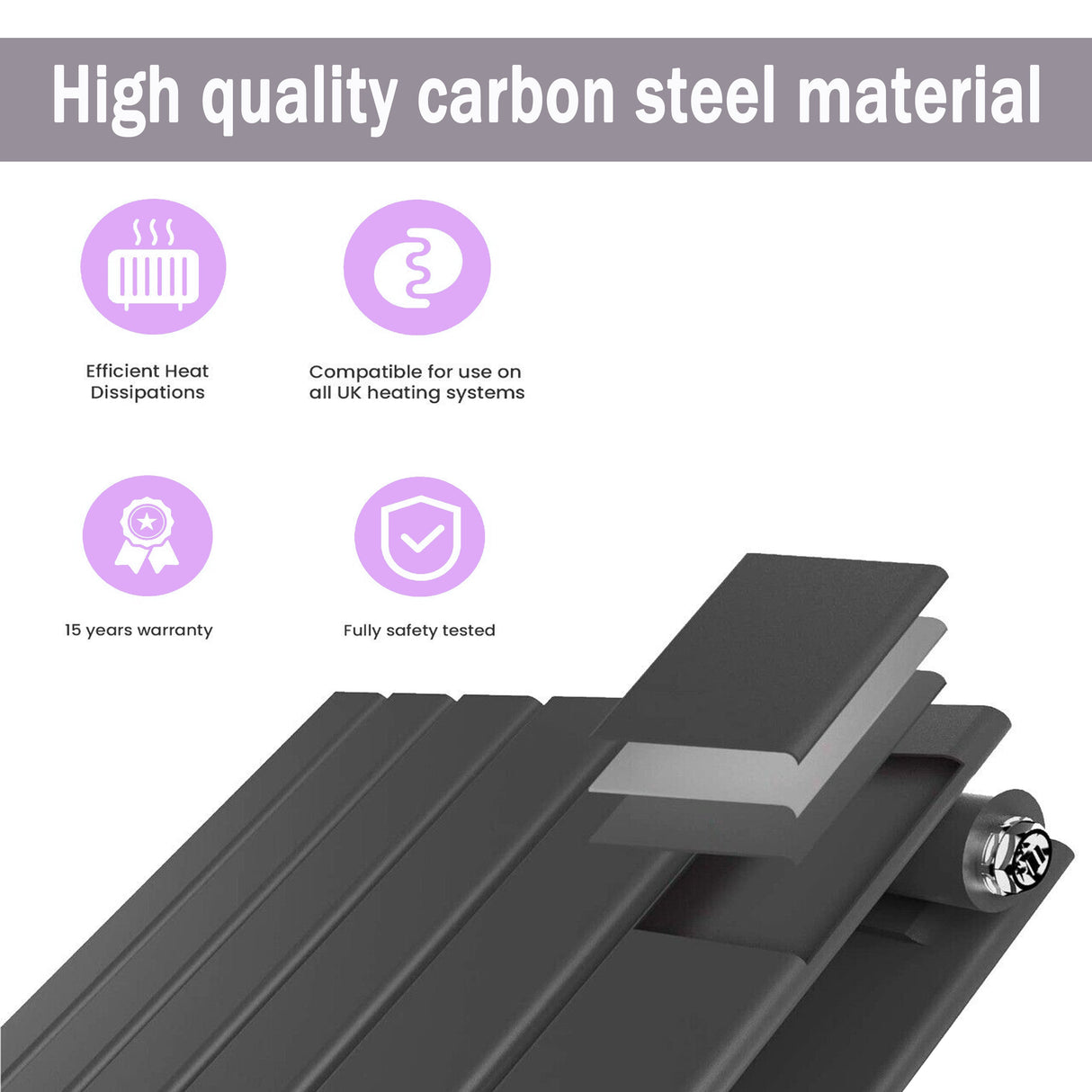 Modern Horizontal 600x1156mm Double Anthracite Flat Panel Radiator