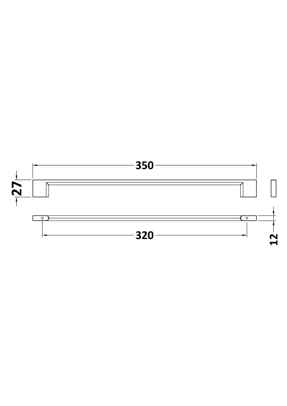 320mm Chrome D Handle